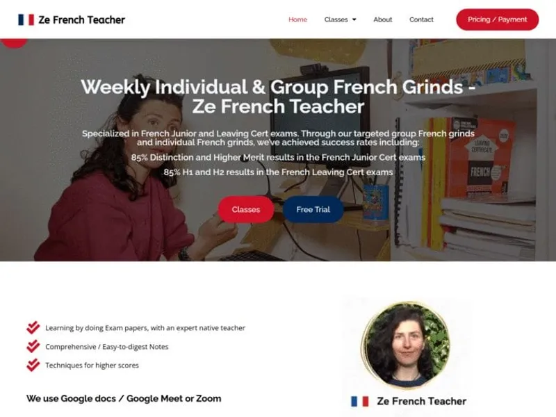 Ze French Teacher website screenshot
