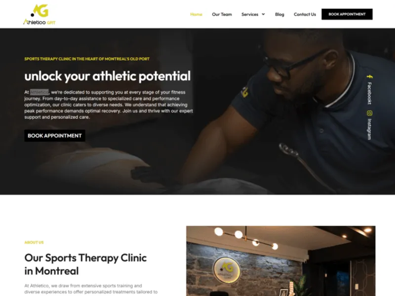 Athletico website screenshot