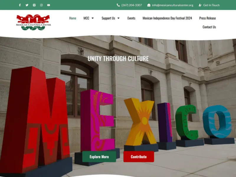Mexican Cultural Center website screenshot