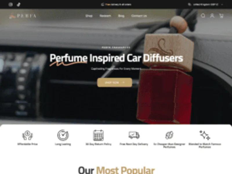 Perfa Fragrances website screenshot