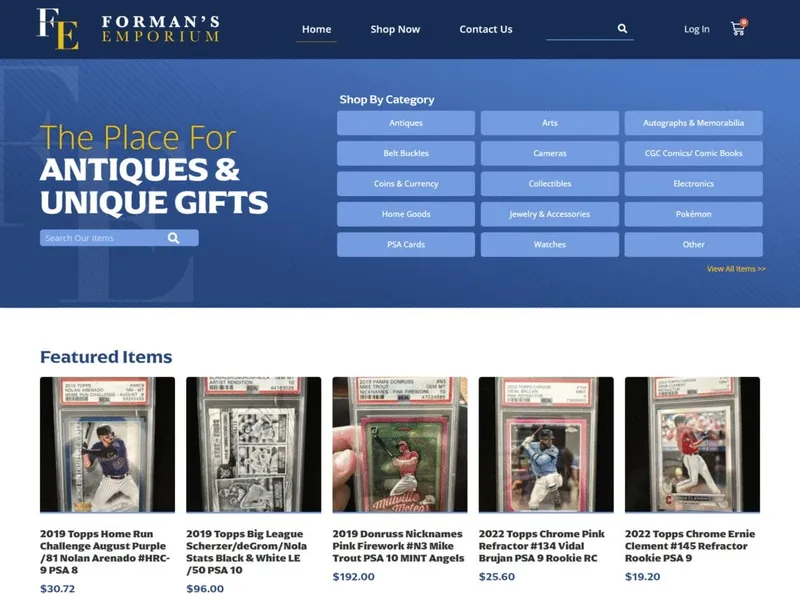 Forman’s Emporium website screenshot