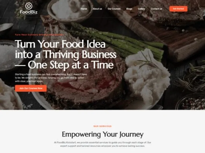 FoodBiz Kickstart website screenshot