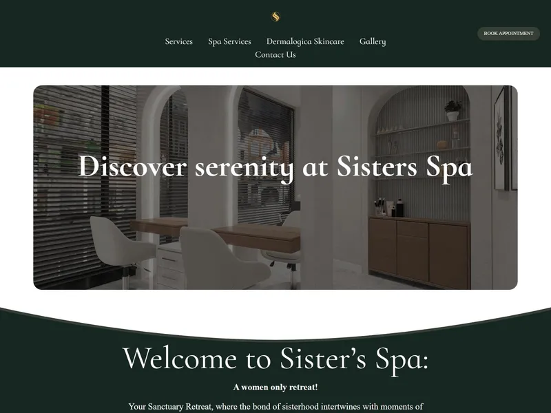 Sister’s Spa website screenshot