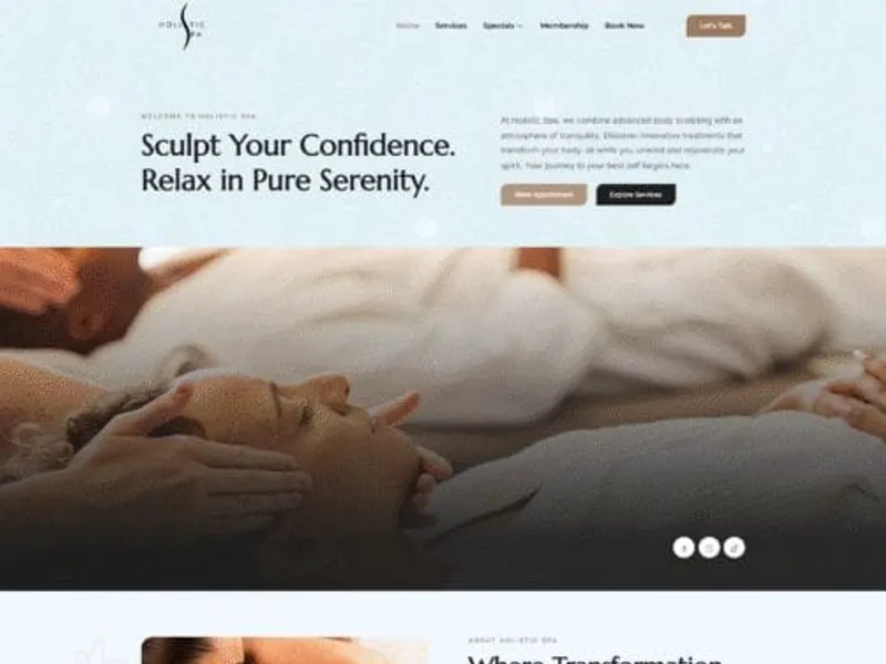 Holistic Spa website screenshot