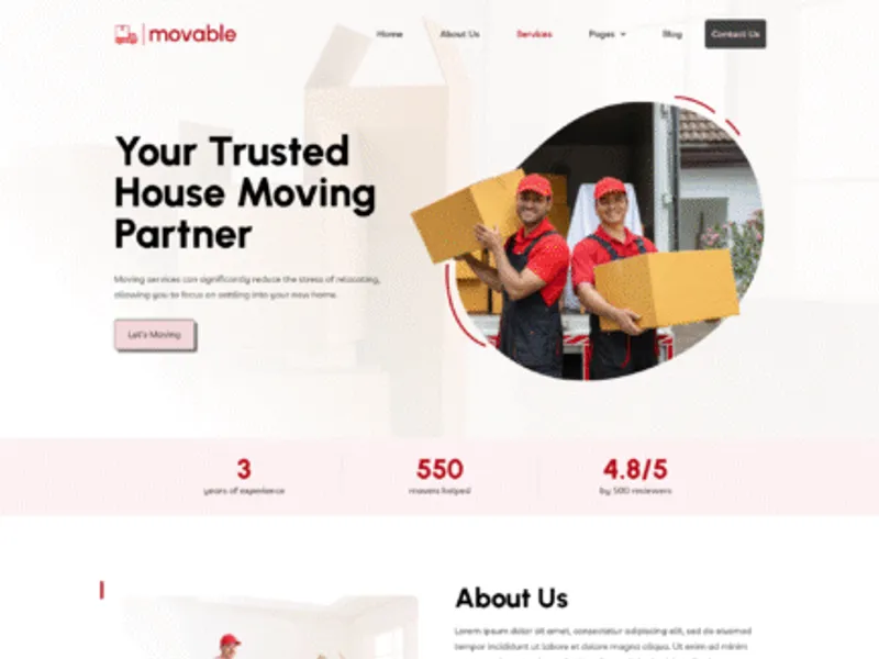 Movable website screenshot