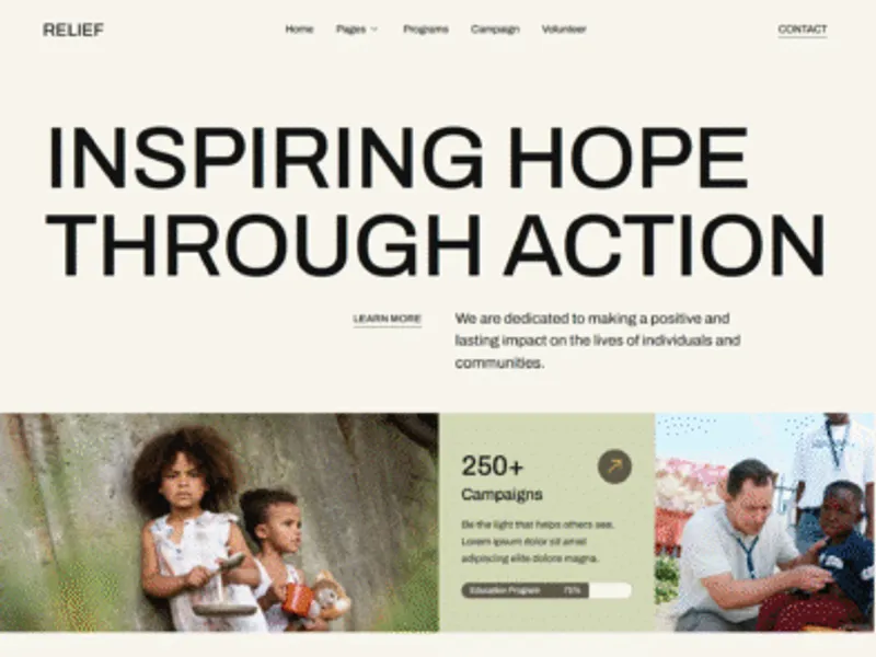 Relief website screenshot