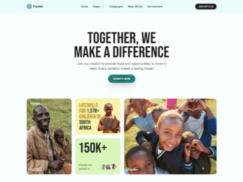 Funder website screenshot