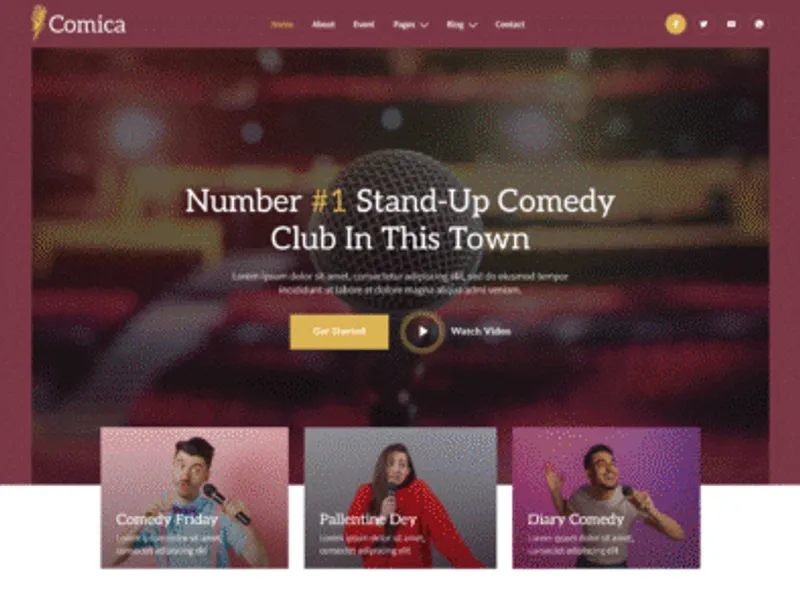 Comica – Stand-Up Comic & Comedy website screenshot