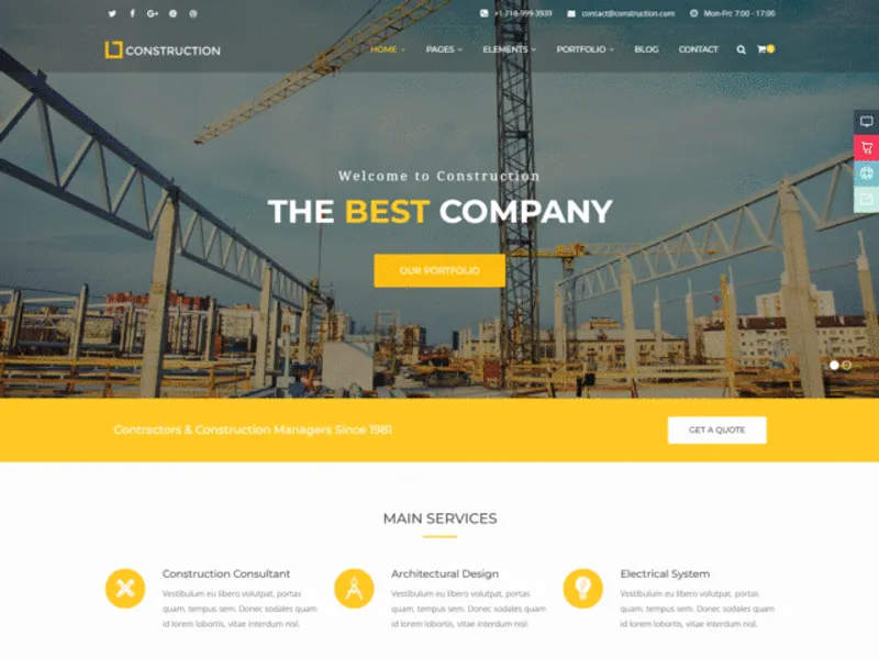 Construction website screenshot