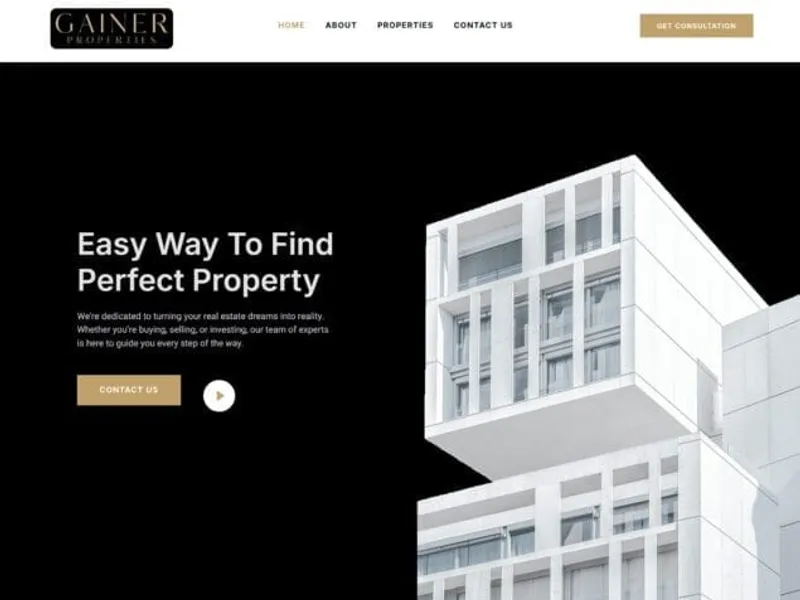 Gainer Properties website screenshot