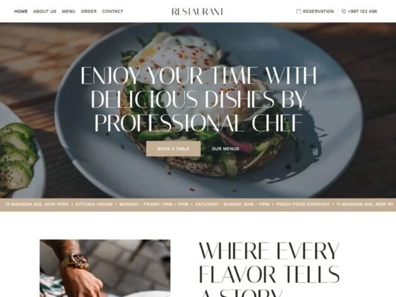 Restaurant website screenshot