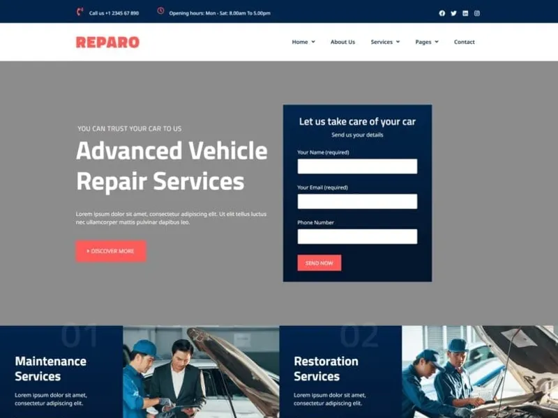 Reparo website screenshot