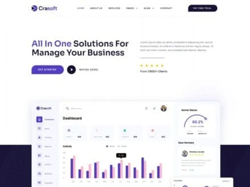 Crasoft – SaaS & Tech Startup website screenshot