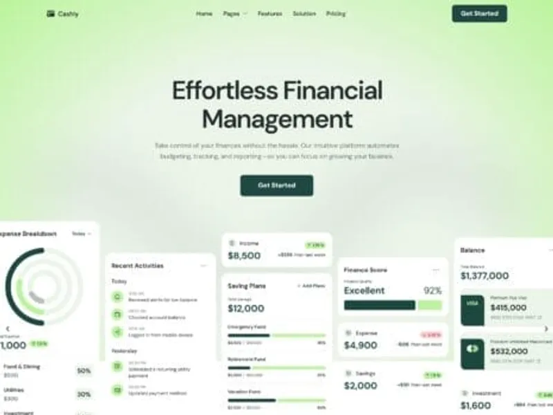 Cashly – Finance App & SaaS website screenshot